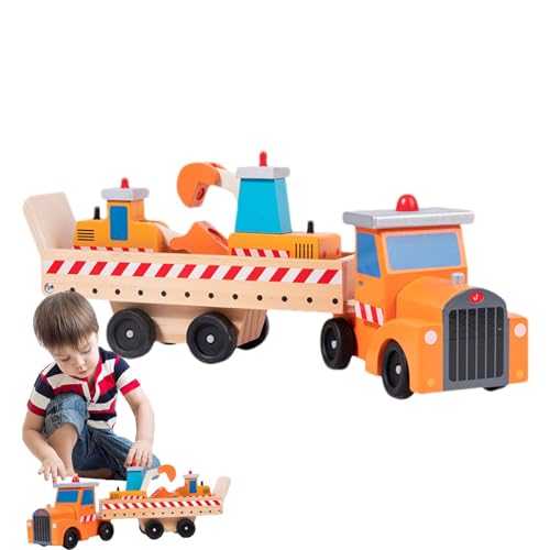 Baufahrzeuge für Kleinkinder, Handschiebeauto-Spielzeug,Anti-Fall-Autospielzeug aus Holz - Helle Farben, Bauspielzeug, Bauwagen für Kinder, und Mädchen von Generisch