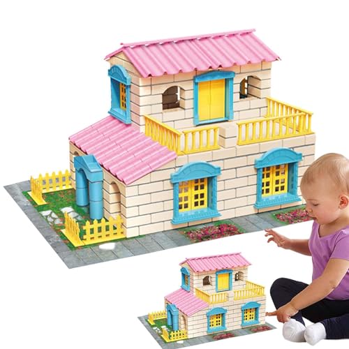 Bausatz für ein Backsteinhaus, realistischer Hausbausatz | Bauspielzeug für Kinder - Kinder-Maurer-Ziegelzimmer-Spielzeug, realistisches Hausbau-Spielzeug, pädagogische Werkzeuge von Generisch