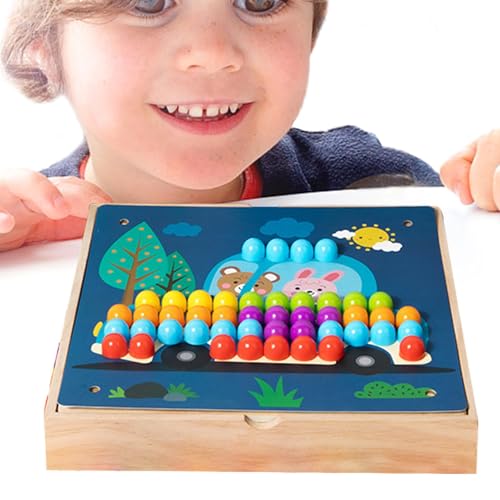 Baustein für Kinder aus Holz, kreatives Steckpuzzle, 3D-Spiele - Sichere Pilz-Nagelsäge - Lernpuzzle mit Mosaik-Stecktafel für Kinder ab 3 Jahren von Generisch