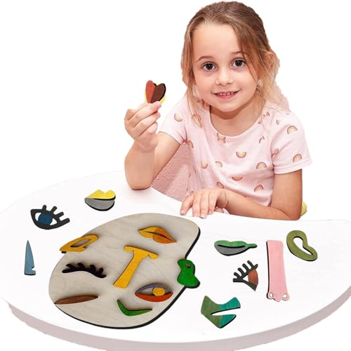 Bausteinspielzeug – Holzpuzzle Für Kinder | Puzzle-Spielzeug Für Kinder Im Alter Von 8–10 Jahren, Puzzle-Baustein Mit Menschlichem Gesicht, Lernspielzeug Mit Glatten Kanten Für Bücherregal, TV-Schrank von Generisch