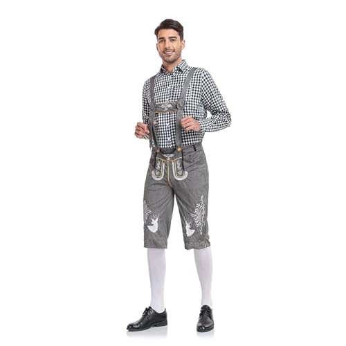 Bayerisch KostüM Set Halloween KostüM Oktoberfest Herren Outfit Set Hut Overall Trachtenhemd Oktoberfest Hemd Herren Trachtenhemd Kariertes Freizeithemd Bayerisch KostüM Set Halloween KostüM Oktoberfest Herren Outfit Set Hut Overall Trachtenhemd Oktoberfest Hemd Herren Trachtenhemd Kariertes Freizeithemd von Generisch