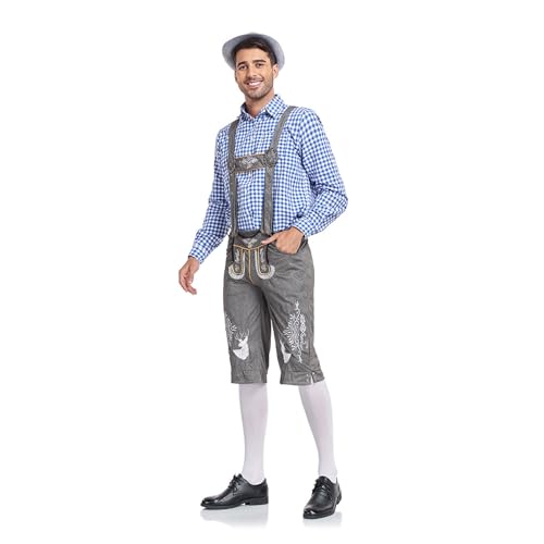 Bayerisch KostüM Set Halloween KostüM Oktoberfest Herren Outfit Set Hut Overall Trachtenhemd Oktoberfest Hemd Herren Trachtenhemd Kariertes Freizeithemd Bayerisch KostüM Set Halloween KostüM Oktoberfest Herren Outfit Set Hut Overall Trachtenhemd Oktoberfest Hemd Herren Trachtenhemd Kariertes Freizeithemd von Generisch