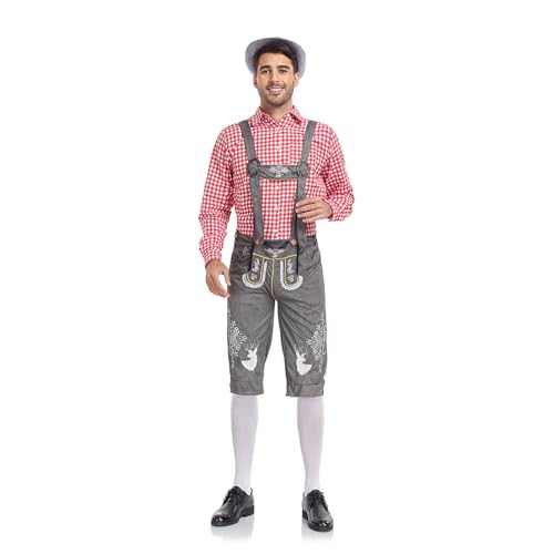 Bayerisch KostüM Set Halloween KostüM Oktoberfest Herren Outfit Set Hut Overall Trachtenhemd Oktoberfest Hemd Herren Trachtenhemd Kariertes Freizeithemd Bayerisch KostüM Set Halloween KostüM Oktoberfest Herren Outfit Set Hut Overall Trachtenhemd Oktoberfest Hemd Herren Trachtenhemd Kariertes Freizeithemd von Generisch