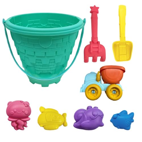 Beach Sand Toys Set, Portable Travel Sandbox Kit, Castle Building Molds & Tools, 8.07x8.86x7.48inches Creative Outdoor Playset for Boys, Girls, Friends, Family, and Vacation Fun von Generisch