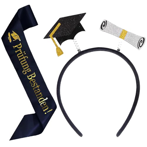 Graduation Deko, Bestandene Prüfung Geschenk 2-Teilig,Bachelor Hut, 1 Kopfband+1 Schultergurt, Prüfung Bestanden, Bestandene Prüfung Geschenk, Hauptsächlich Für Abschlussfeierlichkeiten Verwendet Graduation Deko, Bestandene Prüfung Geschenk 2-Teilig,Bachelor Hut, 1 Kopfband+1 Schultergurt, Prüfung Bestanden, Bestandene Prüfung Geschenk, Hauptsächlich Für Abschlussfeierlichkeiten Verwendet von Generisch