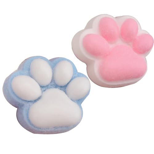 Big Cat Paw Squishy, 5 Inch Squishy Cat Paw, Giant Cat Paw Squishy Jumbo, Handmade Squishy Big Cat Paw Silicone Squeeze Toys for Stress Relief, Giant Paw Squishy for Kids Adults (Blue+Pink) von Generisch