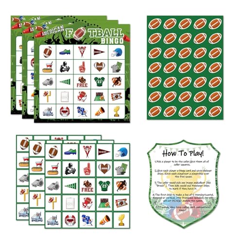 Bingo-Spielset, Fußball-Bingo-Spiel - Brettspielkarte für 24 Spieler,Große Gruppen fordern Spieldecks heraus, Tischspiel zum Thema Fußball für Kinder, Jugendliche und Erwachsene bei Familientreffen von Generisch