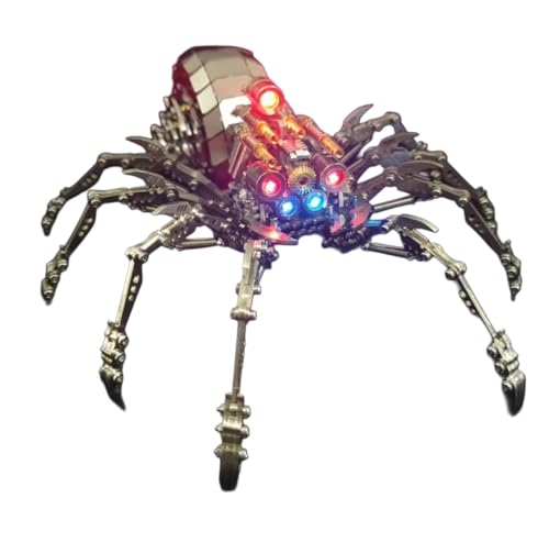 Biomechanische Spinne, 3D Metall Spinnenkönigin, Steampunk, LED Modell Bausatz, 3D Metall Puzzle, DIY, bewegliches & leuchtendes Sammlerstück mit Zahnrädern und Schrauben, mechanisches Kit von Generisch