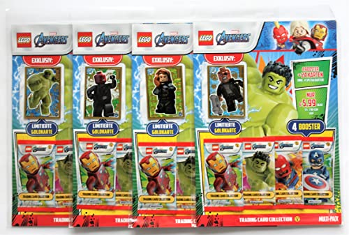 Blue Ocean Lego Marvel Avengers Serie 1 Trading Cards - Set alle 4 Multipacks 4 x Limitierte Gold Karte von Generisch