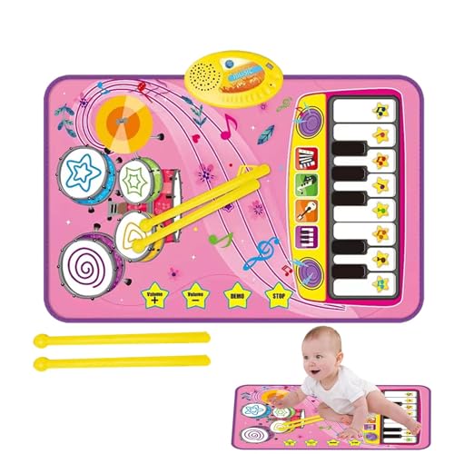 Bodenklaviermatte, Musikspielmatte - Elektronische interaktive Bodenmatte für Kinder mit 2 Trommelstöcken - Frühe Entwicklungsmusik-Spielmatte für Feiertage, Weihnachten, Erntedankfest von Generisch