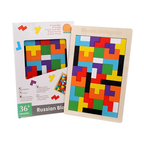 Bodenpuzzles Bunte Geometrie IQ-Spiel STEM Montessori pädagogisches Geschenk für alle Altersgruppen Herausforderung Kinderpuzzle (White, One Size) von Generisch