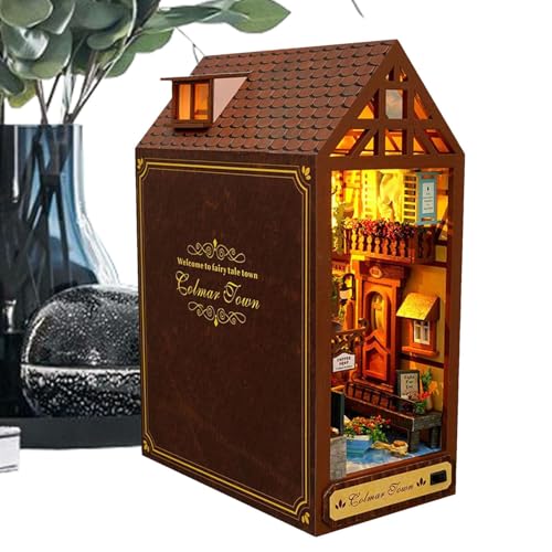 Book Nook Bausatz Für Erwachsene | Holz 3D Kreativ Puzzle Statue,LED Bücherhaus Deko Für Kinder Erwachsene Wohnung Bibliothek Kindergarten Weihnachten Halloween Deko Book Nook Bausatz Für Erwachsene | Holz 3D Kreativ Puzzle Statue,LED Bücherhaus Deko Für Kinder Erwachsene Wohnung Bibliothek Kindergarten Weihnachten Halloween Deko von Generisch