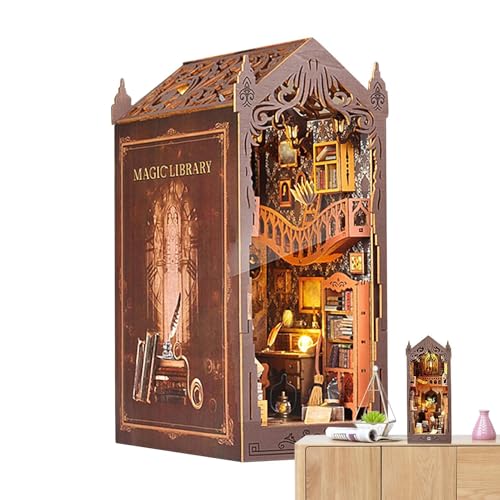 Book Nook Kit, Book Nook, Book Nook Kits, Wooden Miniature Book Nook, 3D Book Nook Kit Designed for Beginners with Wooden Miniature Accessories for Home, Study Room, Bedside von Generisch