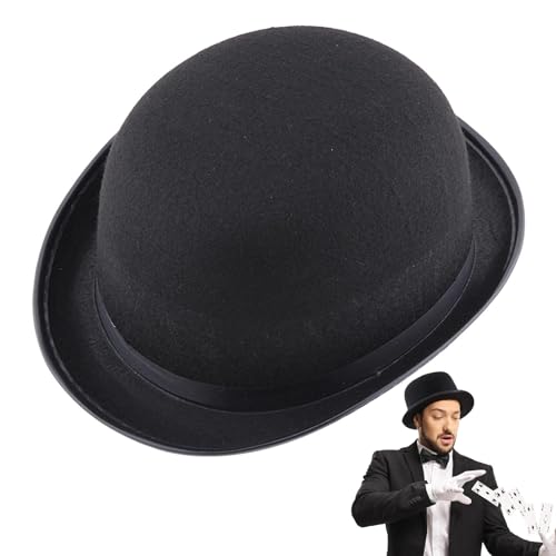 Bowler Hüte Für Herren, Klassischer Schwarz Bowler Hute, Fedora Hute Mit Kurzer Krempe, Chaplins Hute Im Viktorianischen Stil, Flacher Filzhut Für Herren, Zauberer Steampunk Bowler Derby Hute von Generisch