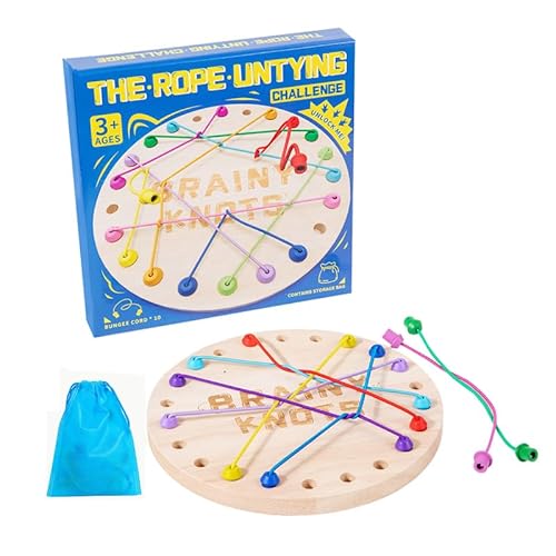 Brainy Knots Rope Untangling Strategie-Brettspiel, 2025 Buntes Gedrehtes Seil Sortier Puzzlespiel, Logik-Puzzle-Brettspiel, Familienspiele Lustiges Reisespiel für Kinder und Erwachsene (1X) von Generisch