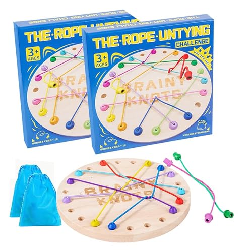 Brainy Knots Rope Untangling Strategie-Brettspiel, 2025 Buntes Gedrehtes Seil Sortier Puzzlespiel, Logik-Puzzle-Brettspiel, Familienspiele Lustiges Reisespiel für Kinder und Erwachsene (2X) von Generisch