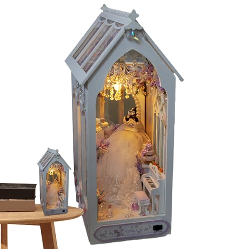 Buch Nook Bausatz,Dekoratives Haus Bücherregal-Lücke - Holz Puzzle Buchstütze Mit LED-Beleuchtung Dekorative Bücherregal-Accessoires Buch Nook Bausatz,Dekoratives Haus Bücherregal-Lücke - Holz Puzzle Buchstütze Mit LED-Beleuchtung Dekorative Bücherregal-Accessoires von Generisch