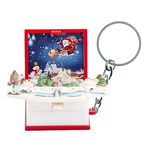 Buch-Schlüsselanhänger, Pop-up-Schlüsselanhänger,Weihnachtsbuch-Schlüsselanhänger | Niedliche Schlüsselanhänger, Weihnachtsbaumschmuck, kreativer Rucksack-Anhänger für Kinder, Damen und Herren von Generisch