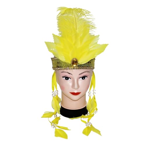 Bunt Feder Stirnband Fascinator Stirnbänder Cosplay Haarband Karneval Party Kopfschmuck Regenbogen Feder Haarreif Feder Kopfbedeckung Kostüm für Ostertag Hochzeit Regenbogen Feder (Yellow-D, One Size) von Generisch