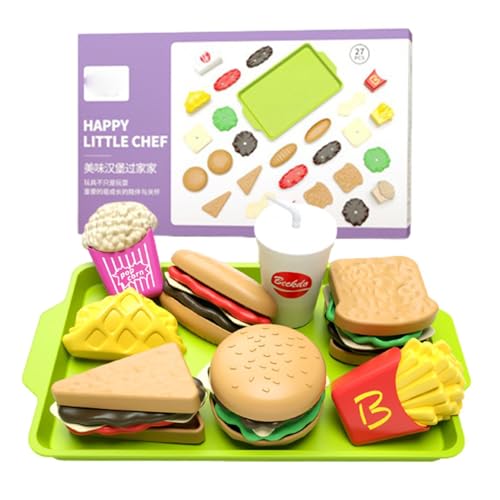 Burger-Spielzeug zum Kochen für Kinder | Hamburger Fast Food Abnehmbares Rollenspielset,Kochspielzeug für Kinder im Alter von 1–6 Jahren mit Burger, Pommes, Cola, Ketchup, und einem Tablett von Generisch