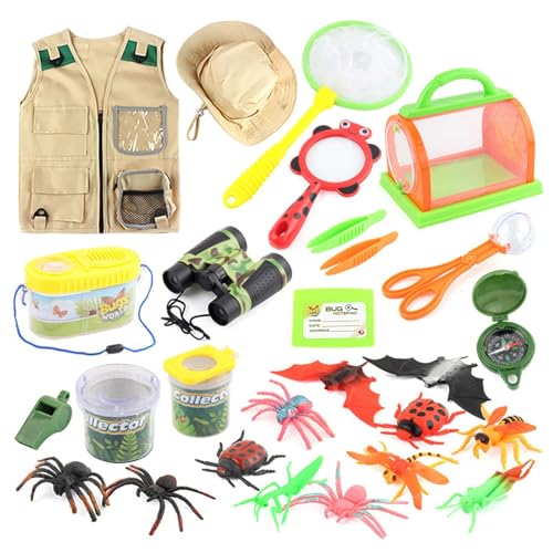 Campingausrüstung für Kinder | 26-teiliges Outdoor-Explorer-Set - Spielzeug für draußen, Abenteuerset, Campingspielzeug, Geschenk für Kinder, 3–12 Jahre, und Mädchen von Generisch