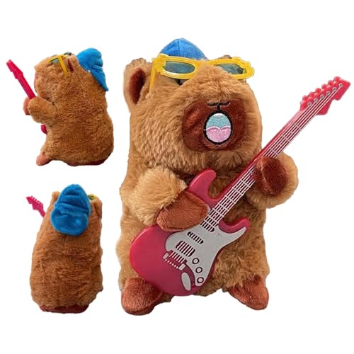 Capybara-Plüschtier, süßes Capybara-Plüschtier,Süße tanzende Puppe - Gesangsaufnahmespielzeug, elektrische Kuscheltiere, weiche Puppe mit Gitarre für Kinder, Kinderzimmer, Dekoration von Generisch