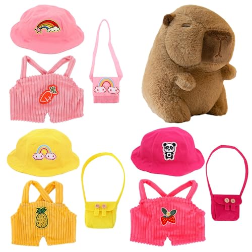 Capybara Plüschtier - 2er-Pack Dress Up Capybara Plushes mit 9 Kleidungsstücken & Accessoires, 25cm Niedlichen Capybara Plüschfigur Stofftiere, Heimdekoration Partygeschenke für Kinder und Erwachsene von Generisch