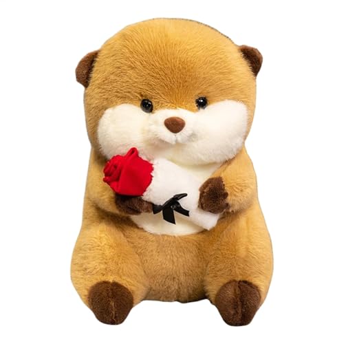 Capybara Plush Toy, Plush Capybara Holding Rose, Sleeping Comfort Doll, Plush Animal Companion, Capybara Plush for Kids, Toddler Capybara Doll, Children Sleeping Toy, Capybara Plush for Boys von Generisch