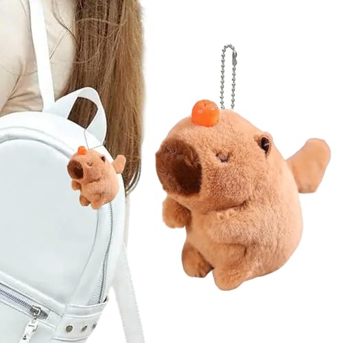 Capybara Stofftier, Capybara Anhänger - Realistisches Capybara-Kuscheltierspielzeug,Capybara Plüsch-Schlüsselanhänger, Stofftier-Schlüsselanhänger, Rucksack-Schlüsselanhänger, Anhänger für Mädchen von Generisch