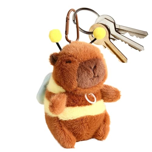 Capybara Stofftier, Capybara Biene Plüsch - Cartoon Capybara Biene Ornamente | Weiches Stofftier, süßes Kinderspielzeug für Schultasche, Auto-Schlüsselanhänger, Umhängetasche von Generisch