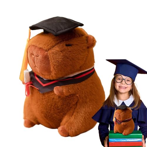 Capybara gefülltes Tierplüschspielzeug | Schwarze Abschlusskappe Capybara Puppe | hautfreundliche gefüllte Tierplushie | für Sofa | Tablet - | Wohnzimmer | Schlafzimmer | süße Capybara Plüsch | W von Generisch