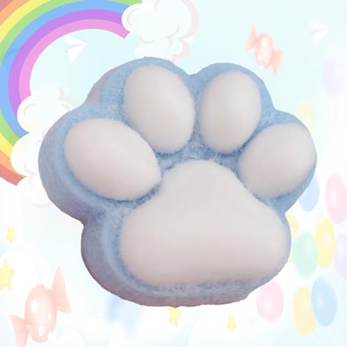 Cat Paw Squishy, Giant Cat Paw Squishy Jumbo, 5 Inch Cat Paw Giant Paw Squishy Fidget Toys, Handmade Squishy Big Cat Paw, Silicone Squeeze Toys for Stress Relief (Blue) von Generisch