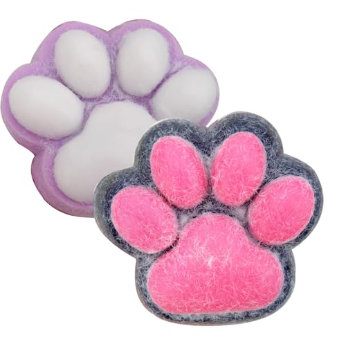 Cat Paw Squishy, Giant Cat Paw Squishy Jumbo, 5 Inch Cat Paw Giant Paw Squishy Fidget Toys, Handmade Squishy Big Cat Paw, Silicone Squeeze Toys for Stress Relief (Purple+Grey) von Generisch