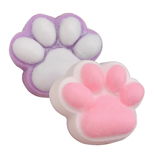 Cat Paw Squishy, Giant Cat Paw Squishy Jumbo, 5 Inch Cat Paw Giant Paw Squishy Fidget Toys, Handmade Squishy Big Cat Paw, Silicone Squeeze Toys for Stress Relief (Purple+Pink) von Generisch