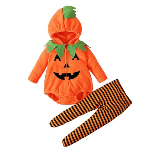 Cheerleader Kostüm Kinder Turnen Mädchen Kleidung Neugeborene Baby Mädchen Halloween Kleidung Sets Langarm Reißverschluss Mit Kapuze Strampler Jacke Mutter Tochter Kleid Coole (Orange, 12-18 Months) von Generisch