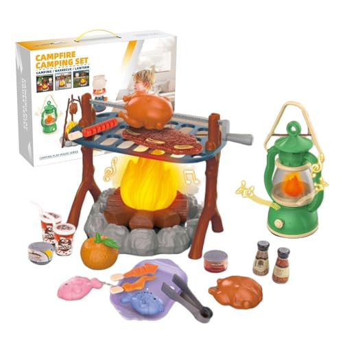 Children’s Camping Toy Set, Campfire Set Outdoor Indoor Imitate Activity, 13.98x10.04x3.74 inches Interactive Educational Play Kitchen Camping Gear for Kids Boys and Girls von Generisch