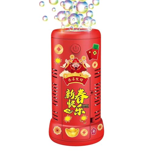 Chinese New Year Bubble Machine | 12-Holes Firework Bubble Blower | Automatic Bubble Maker with Firecracker Sound and Light for Kids Toddler New Year von Generisch