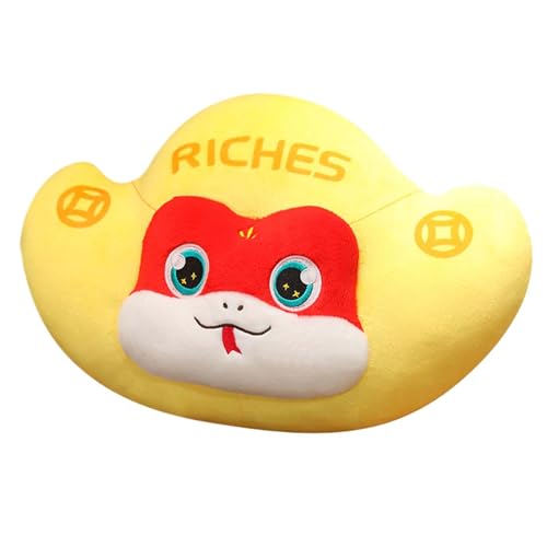 Chinesische Neujahrstiere - 2025 Simulierte Schlange Maskottchen Puppe Spielzeug - Weiches Goldbarren Kissen Für Jungen Und Mädchen Erinnerung - Schlange-Plüschtier - 30x45 cm / 11,8 von Generisch