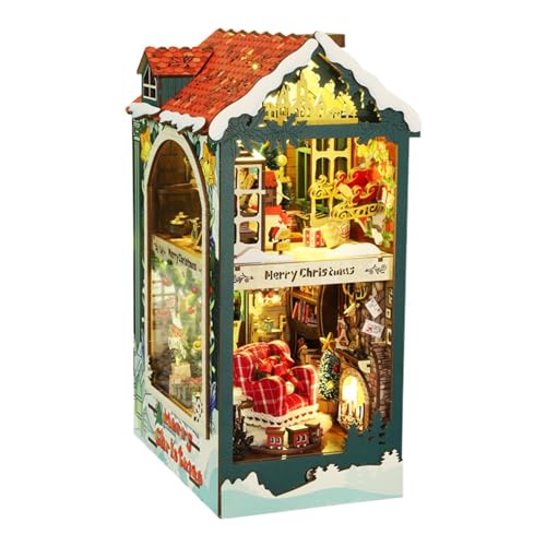 Christmas Book Nook | Miniatur-Set | Book Nook Bastelset | Diorama-Kits für Erwachsene | Urlaubsbuch Nook Decor Charmantes Urlaub Ästhetisches /Papier für Jugendliche und Erwachsene, von Generisch