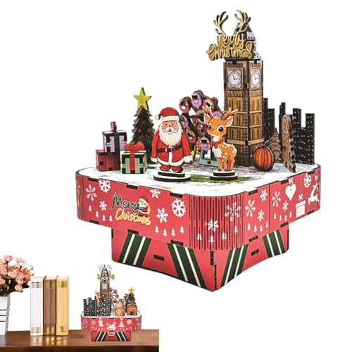 Christmas Music Box, Wooden Assembly Puzzles, Creative Castle Brain Teaser, 3D Wooden Puzzle Kit, Handmade Building Toy, Christmas Craft Projects, Fun Puzzle Games for Children von Generisch