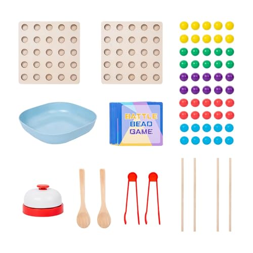 Clip The Beads Spiel, Regenbogenperlenspiel | Regenbogenperlen-Holzbrettspiel für Kinder,Feinmotorik-Spielzeug, Perlen-Matching, Zählen, Farbsortieren, Spiele für , Mädchen, Kinder, Mathe-Lernen von Generisch