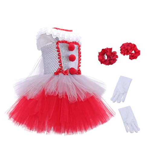 Clown Kostüm Für Mädchen | Grusel-Clown Halloween Kostüm Verkleidung | Prinzessin Netzrock für Kinder 3-11 Jahre Halloween Weihnachten Geburtstag Clown Kostüm Für Mädchen | Grusel-Clown Halloween Kostüm Verkleidung | Prinzessin Netzrock für Kinder 3-11 Jahre Halloween Weihnachten Geburtstag von Generisch
