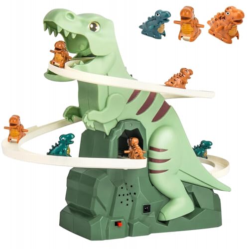 Compatible with Motorikschleifen Dinosaurier-Rutschen-Spielzeugset, Spielzeugauto-Rampenbahn, Dinosaurier-Klettertriebwagen, lustiges Rolltreppenspielzeug, Dinosaurier, (Green, One Size) von Generisch