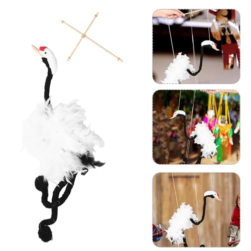 Crane Marionette Puppet, handgefertigte weiche Holzpuppe mit Saiten, interaktive Kran ziehen Strings Puppenspielzeug für kreatives Spielen pädagogischer Spaß von Generisch