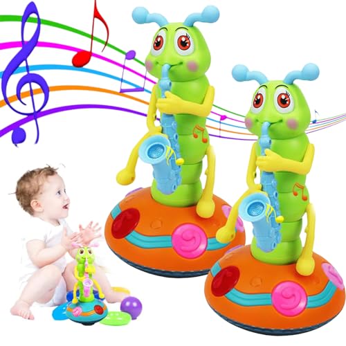 Crawling Toy Dancing Caterpillar, Dancing Caterpillar Saxophone, Dancing Saxophone Caterpillar Toy,Electric Caterpillar Dance Toy, 2025 New Children'S Electric Caterpillar Saxophone Toys (2pcs) von Generisch