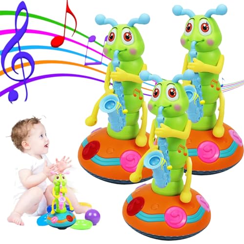 Crawling Toy Dancing Caterpillar, Dancing Caterpillar Saxophone, Dancing Saxophone Caterpillar Toy,Electric Caterpillar Dance Toy, 2025 New Children'S Electric Caterpillar Saxophone Toys (3pcs) von Generisch