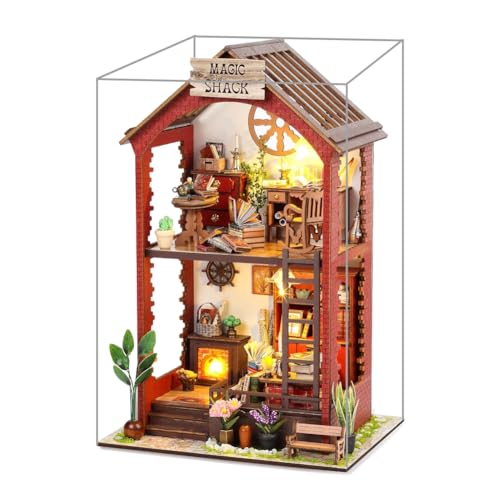 DIY Book Nook Kit mit Staubschutz, Miniatur-Puppenhaus-Set, 3D-Puzzle-Holz-Buchstützen, DIY-Modellbausätze für Erwachsene zum Bauen von Generisch