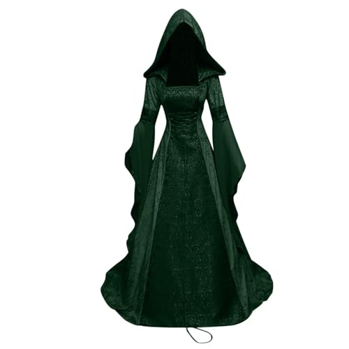 Damen Langarm mit Kapuze Mittelalter Kleid Bodenlang Schnürkleid Hexenkleid Vampirkostüm Cosplay Gothic Mittelalter Kleidung Renaissance Halloween Party Kostüm Karneval Faschingkostüm Maxikleid Damen Langarm mit Kapuze Mittelalter Kleid Bodenlang Schnürkleid Hexenkleid Vampirkostüm Cosplay Gothic Mittelalter Kleidung Renaissance Halloween Party Kostüm Karneval Faschingkostüm Maxikleid von Generisch