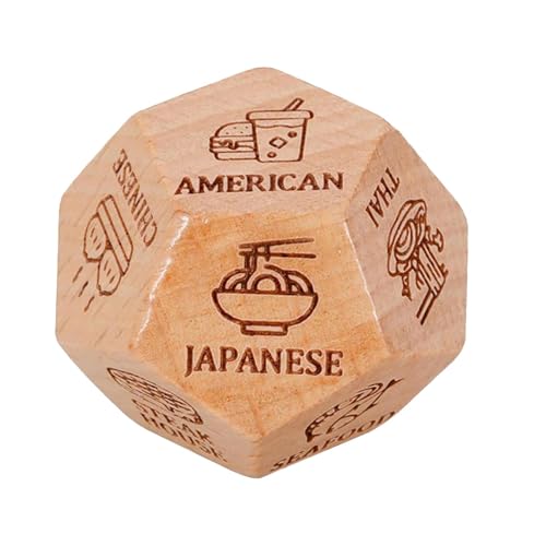 Date Night Dice, Wooden Dating Decision Dice, 12-Sided Food Choice Dice, Wood Material, Reusable Couple Dice Game Fun for Adults, Couples, 3x3x3cm/1.18x1.18x1.18 Inches von Generisch