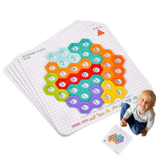 Denksportaufgaben für Kinder, Rätsel im Alter von 2–4 Jahren | Zahlen-Matching-Puzzle Sechseckiges Tangram-Puzzle - Denksportaufgaben, Früherziehungsspielzeug für Kinder, Familie, Freunde von Generisch